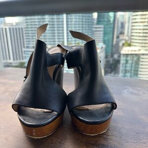 Michael Kors Black Leather Platform Sandals